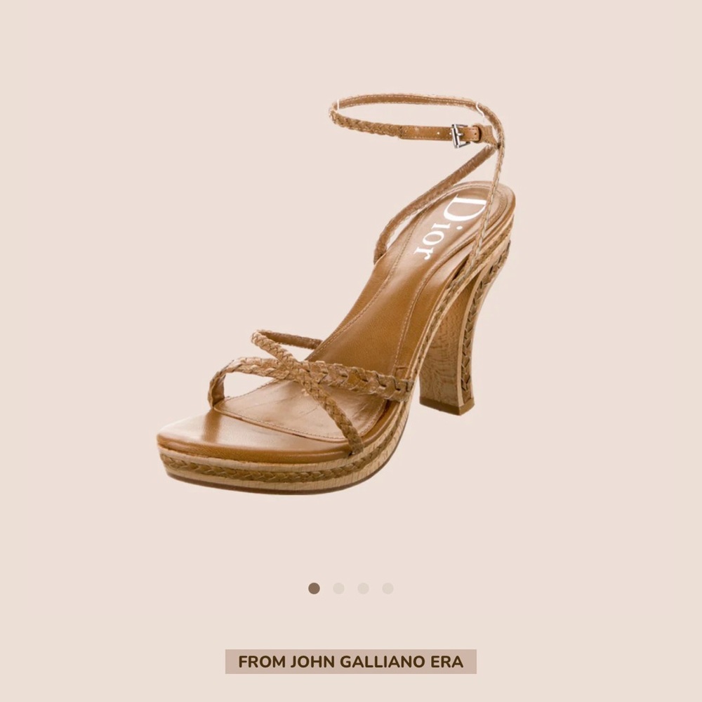 Dior Tan Braided Leather Slingback Heels